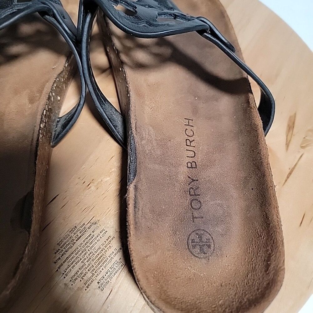 Tory Burch Miller Cloud Black Patent Leather 10 M Flip Flops - Picture 5 of 11